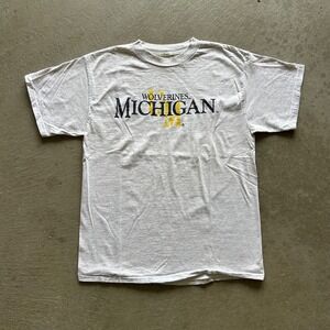 Vintage 90s Michigan Wolverines Shirt Size Large Gray University College‎ NCAA